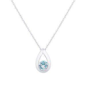 9ct White Gold Blue Topaz Teardrop Pendant (Copy)