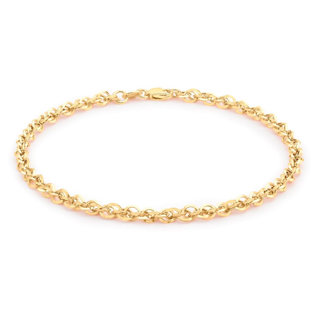 Bracciale in oro giallo da 9 ct con taglio a diamante