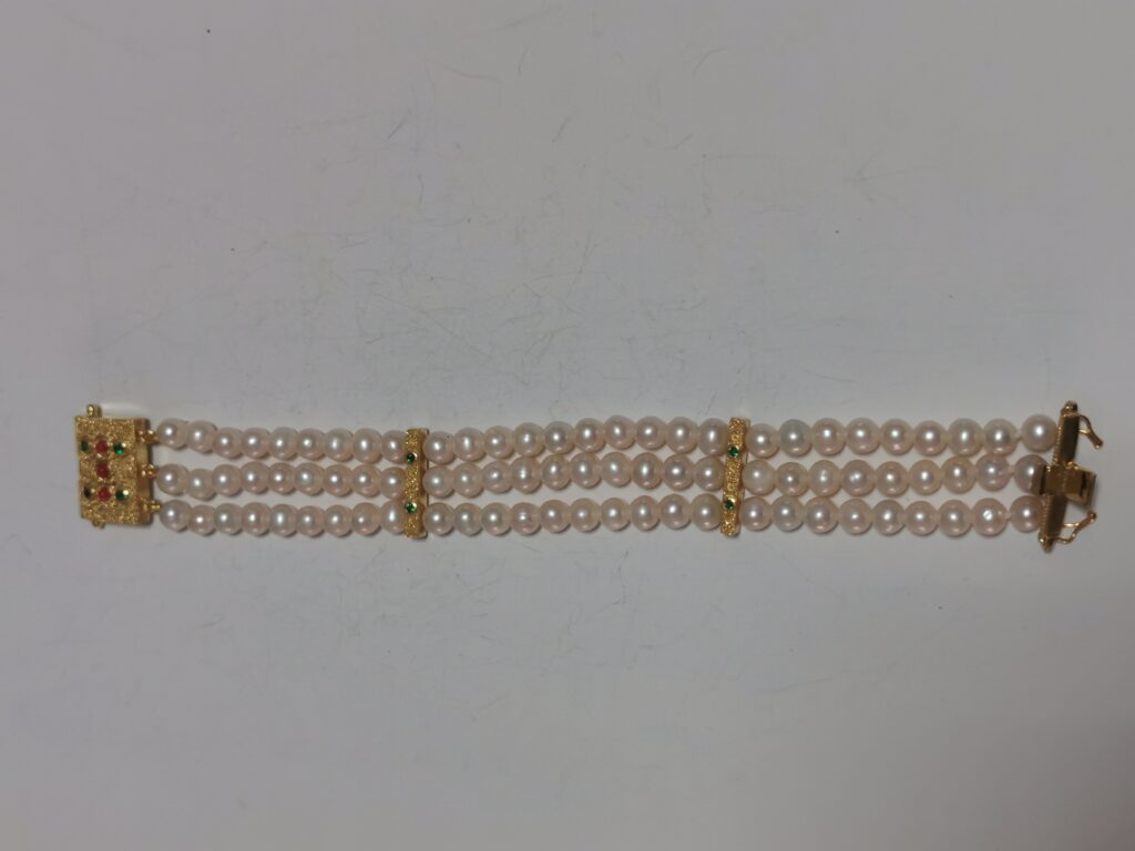 Bracciale stile Etrusco 3 fili di perle