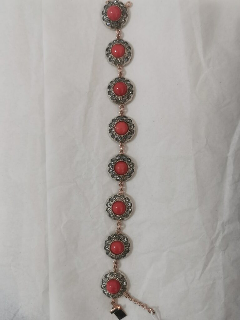 Bracciale "Toppe" bombate con corallo